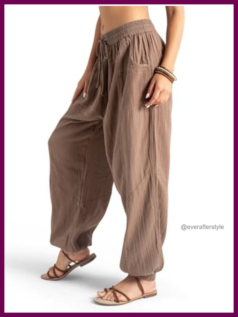 Boho Cotton Harem Yoga Jogger Pants with Drawstring